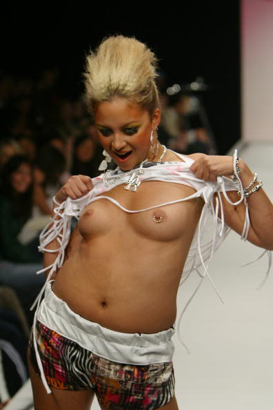 Nicole Richie topless boobs breasts nipple piercing