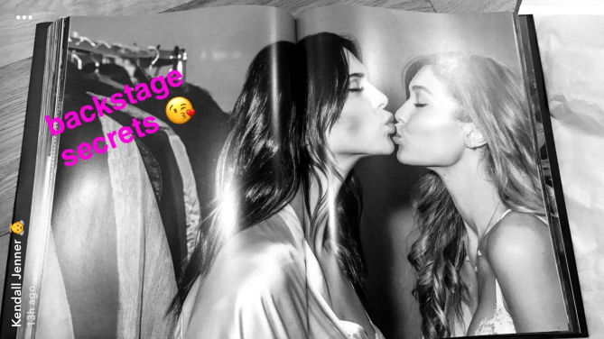 Kendall Jenner and Gigi Hadid kissing
