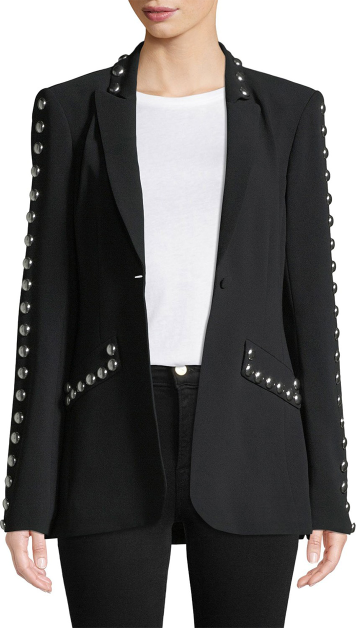 STYLECASTER | Embellished Pieces | Dive Studded Crepe Single-Button Jacket