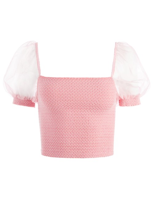 Alice + Olivia Eliana Smocked Crop Top