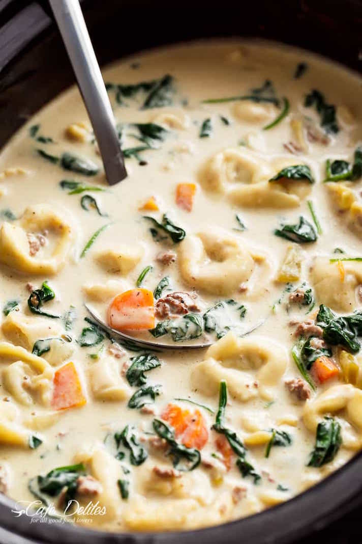 STYLECASTER | Slow-Cooker Pastas Are the Easiest Way to Indulge in a Lazy, Decadent Meal This Summer | Creamy Tortellini Soup