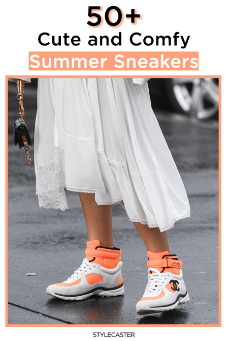 STYLECASTER | sneakers | summer sneakers | cute sneakers | sneakers fashion | sneakers outfit | sneakers with dress | slip on sneakers | white sneakers