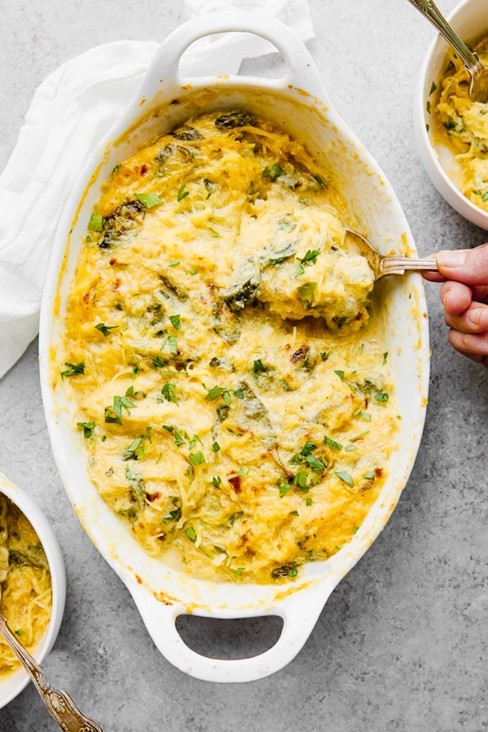 STYLECASTER | 17 Vegetable Recipes That Are Mostly Just Cheese | Baked Spaghetti Squash and Cheese