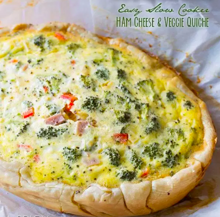 STYLECASTER | 17 Slow-Cooker Brunch Recipes Worth Staying In For | Ham, Cheese, and Veggie Quiche