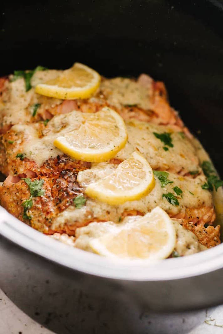 STYLECASTER | Slow-Cooker Date Night Recipes That Aim To Please | Salmon With Creamy Lemon Sauce
