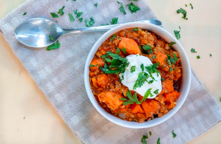 STYLECASTER | 16 Post-Workout Slow-Cooker Recipes That'll Make You Feel Great | Sweet Potato Turkey Chili