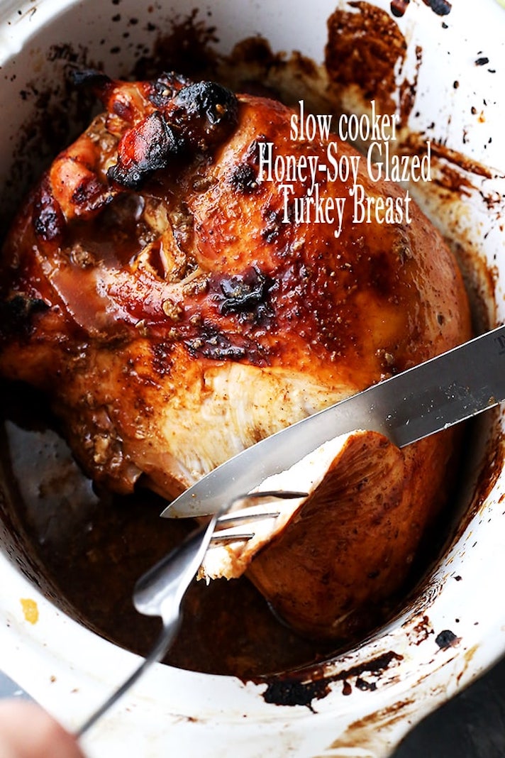 STYLECASTER | 17 Slow-Cooker Turkey Recipes That Feed A Crowd | Honey-Soy Glazed Turkey Breast