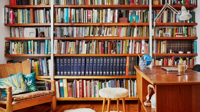 STYLECASTER | Home Interior Zoom Backgrounds | library home office