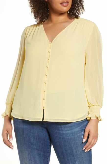 STYLECASTER | Nordstrom Sale Tops 2020 | light yellow blouse