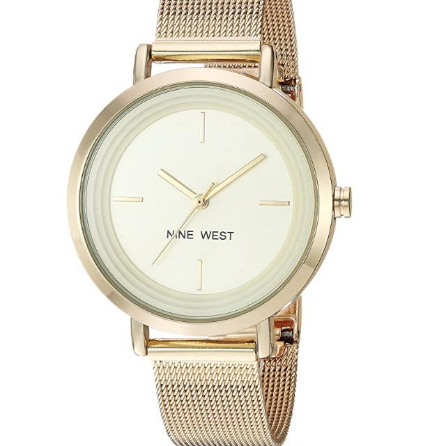 Nine West Women's Gold-Tone Mesh Bracelet Watch