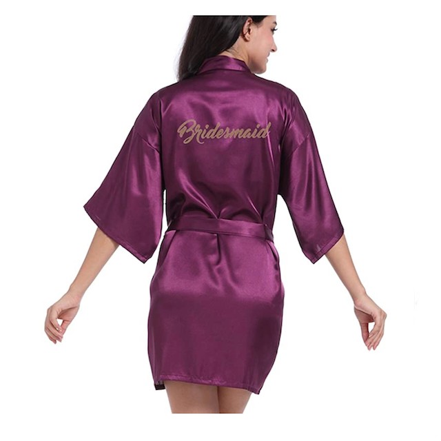 DF-deals Women's Satin Kimono Robe for Bridesmaid