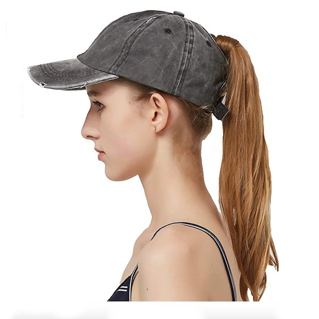 Leotruny Women Washed Cotton High Ponytail Baseball Cap