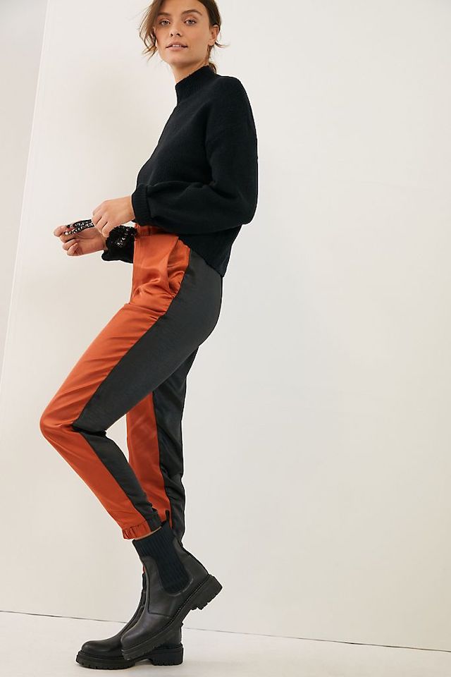 Leeza Two-Tone Satin Joggers