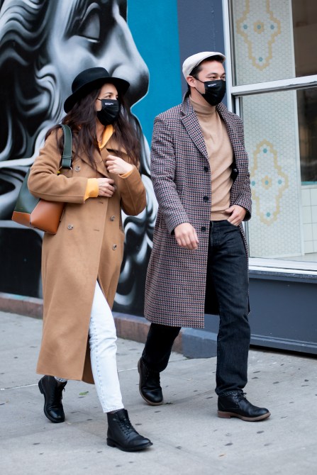 STYLECASTER | Katie Holmes Camel Coat