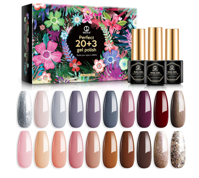 MEFA Gel Nail Polish Set 20+3 Pcs with Gift Box