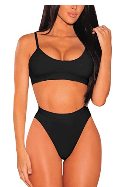 Pink Queen Women's Push Up Pad High Waisted Two Piece