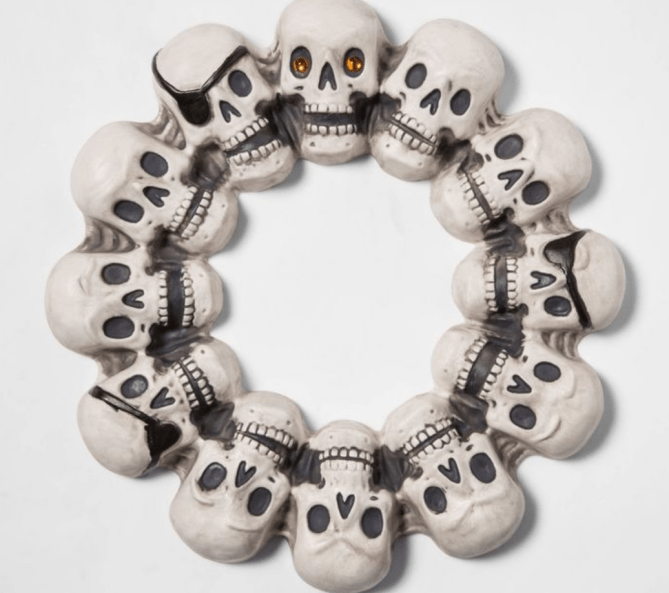 Skull with Jewel Eye Halloween Wreath