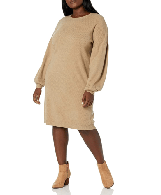 The Drop Aiko Puff-Sleeve Sweater Dress