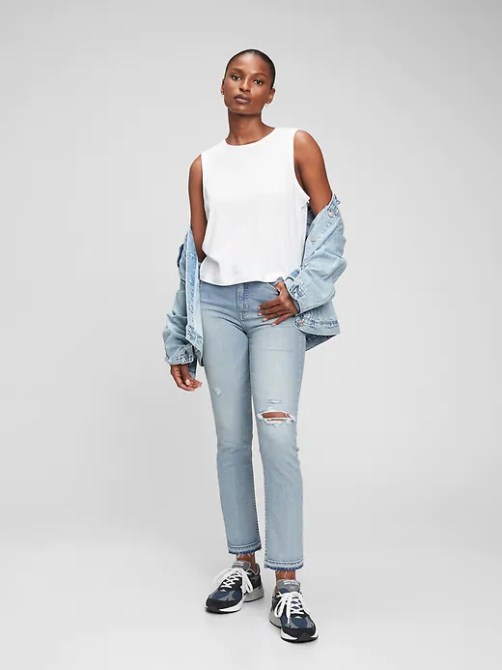 High Rise Vintage Slim Jeans with Washwell