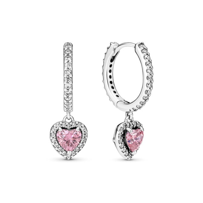 Sparkling Halo Heart Hoop Earrings