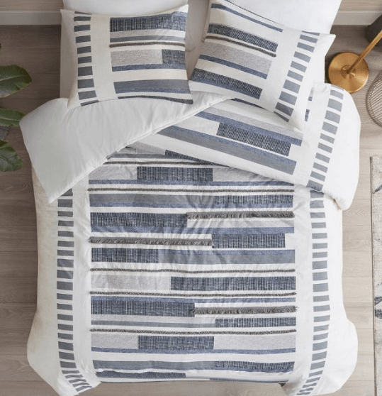Serena Cotton Printed Duvet Cover & Sham Set with Trims