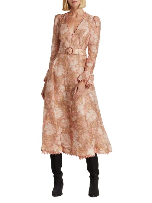 Zimmermann Kaleidoscope Belted Midi-Dress Saks