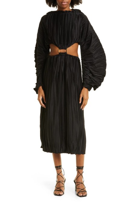 Cult Gaia Akilah Balloon Long Sleeve Front Cutout Plissé Dress Nordstrom