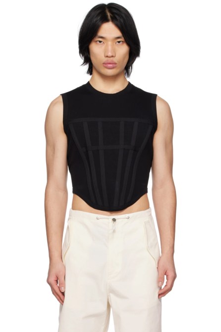 Dion Lee Black Curved Hem Tank Top SSENSE