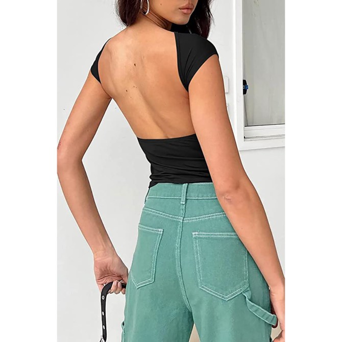 EFAN Womens Sexy Backless Shirt