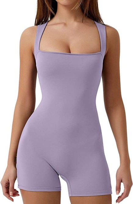 QINSEN Womens Strappy Square Bodysuit