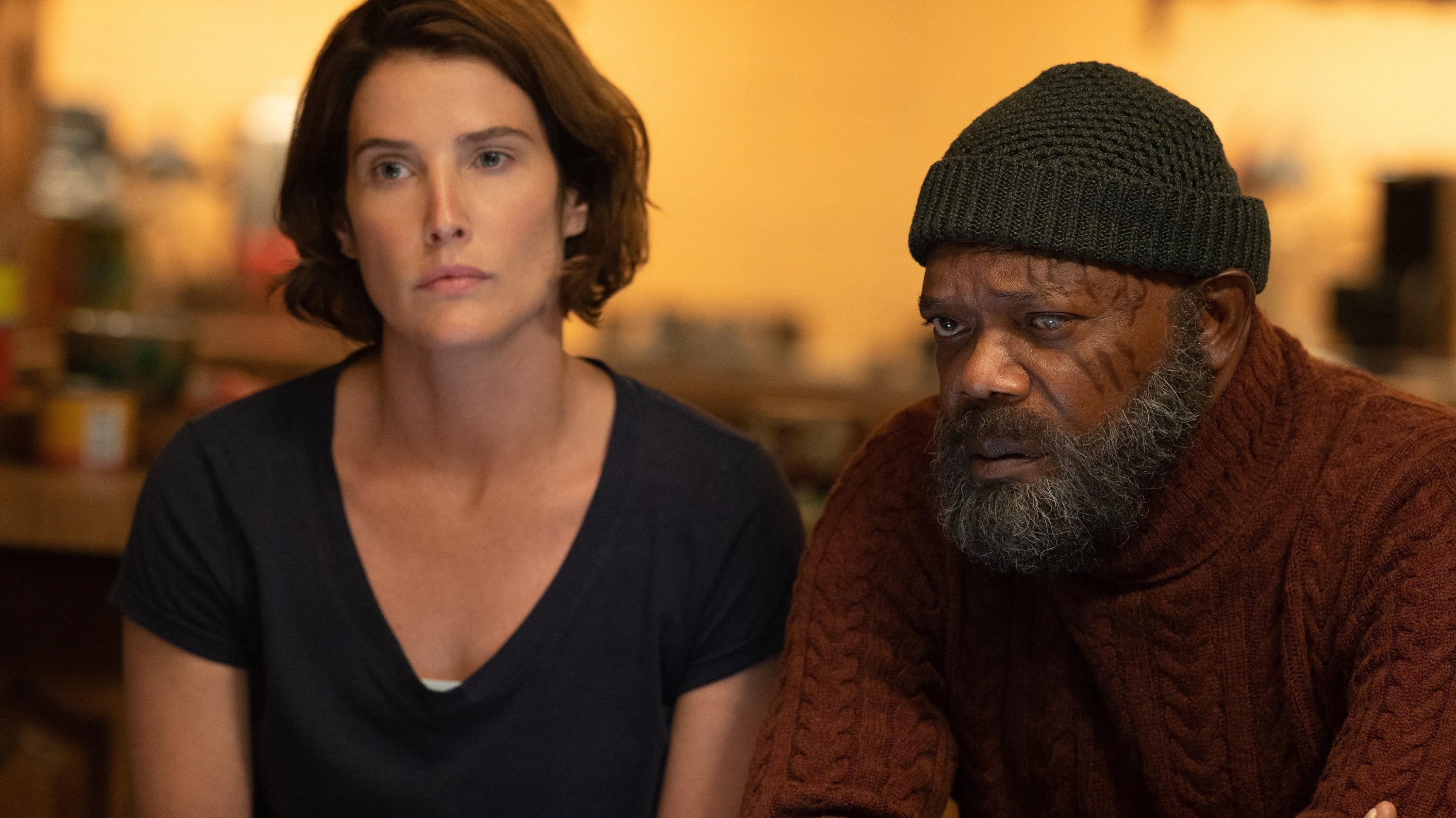 Cobie Smulders as Maria Hill and Samuel L. Jackson as Nick Fury
