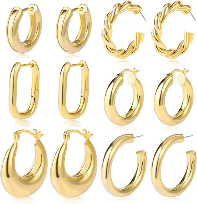 17KM Gold Hoop Earrings Set