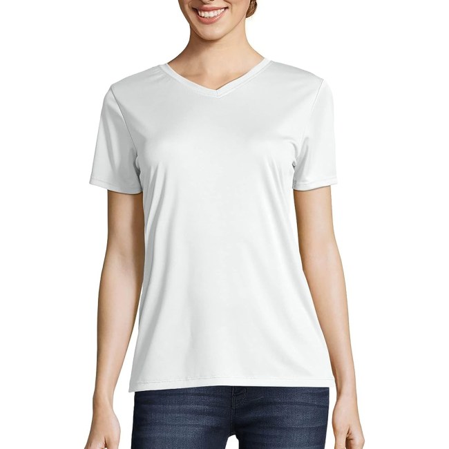 Hanes Women's Cooldri Short Sleeve Performance V-Neck T-Shirt