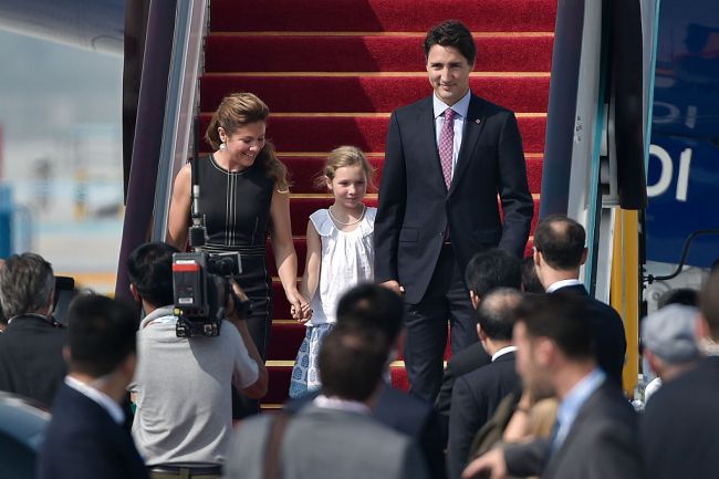 Prime Minister Justin Trudeau of Canada, his wife Sophie Gregoire Trudeau and their daughter Ella-Grace