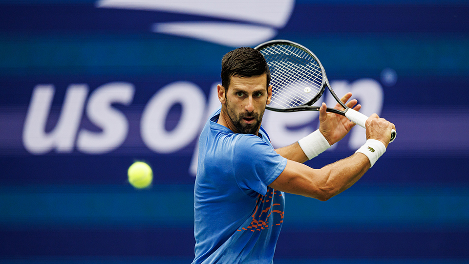 NEW YORK, NEW YORK - AUGUST 25: Novak Djokovic of Serbia practices before the start of the US Open at the USTA Billie Jean King National Tennis Center on August 25, 2023 in New York City. (Photo by Frey/TPN/Getty Images)
