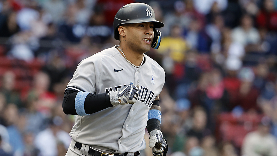 BOSTON, MA - JUNE 18: Gleyber Torres #25 of the New York Yankees against the Boston Red Sox during the seventh inning of game one of a doubleheader at Fenway Park on June 18, 2023 in Boston, Massachusetts. (Photo By Winslow Townson/Getty Images)