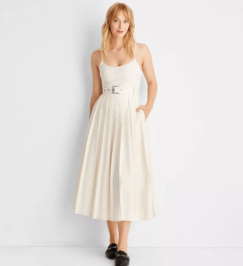 Strappy Pleated Midi Dress