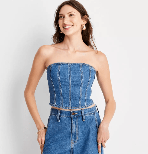 Denim Corset Tube Top
