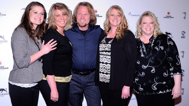 LAS VEGAS, NV - APRIL 14:  (L-R) Robyn Brown, Meri Brown, Kody Brown, Christine Brown and Janelle Brown from "Sister Wives" arrive at the grand opening of Mike Tyson's one-man show "Mike Tyson: Undisputed Truth - Live on Stage" at the Hollywood Theatre at the MGM Grand Hotel/Casino April 14, 2012 in Las Vegas, Nevada.  (Photo by Ethan Miller/Getty Images)