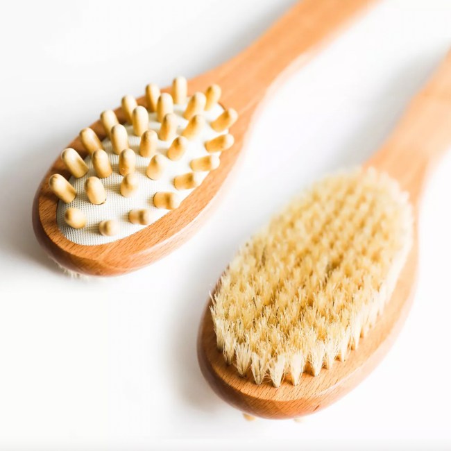 Beauty by Earth Dual Side Dry Body Brush with Long Handle

