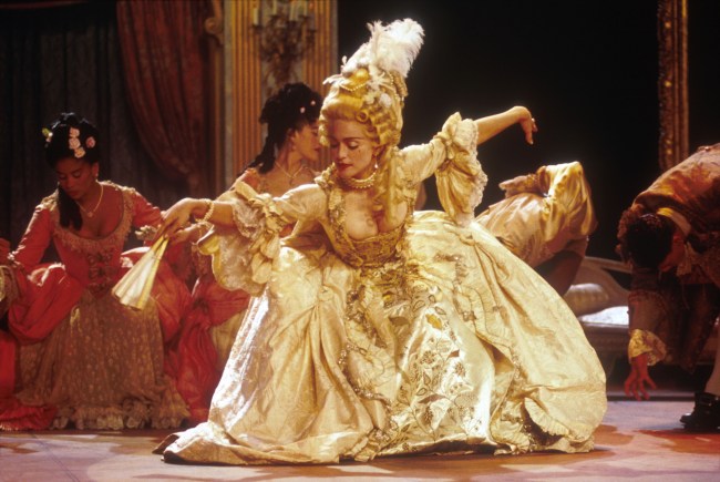 Madonna performing her song 'Vogue', on the MTV Video Music Awards in September 1990.