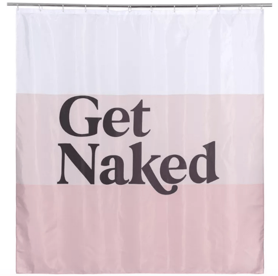 "Shiraleah Pink Stripe "Get Naked" Shower Curtain