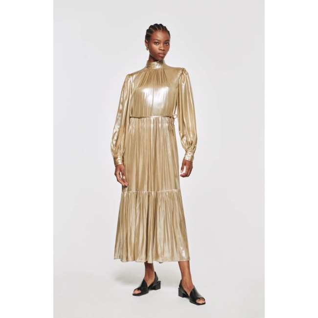 Aligne LILY FOILED HIGH NECK TIERED DRESS
