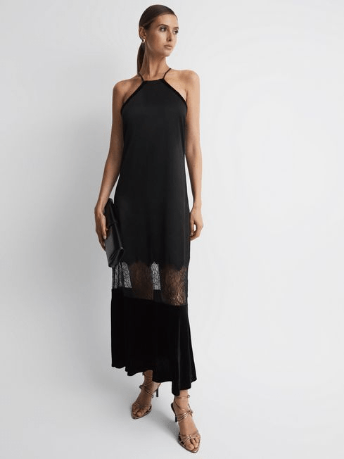 Reiss Janelle Fitted Silk-Velvet Midi Dress