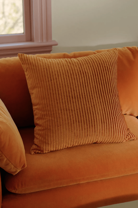 Orange Ribbed Velvet Pillow