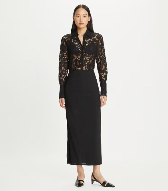 Tory Burch Cuffed Lace Button-Down