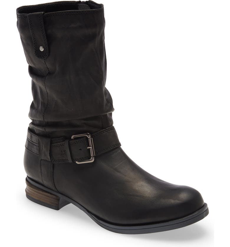 black leather biker boot