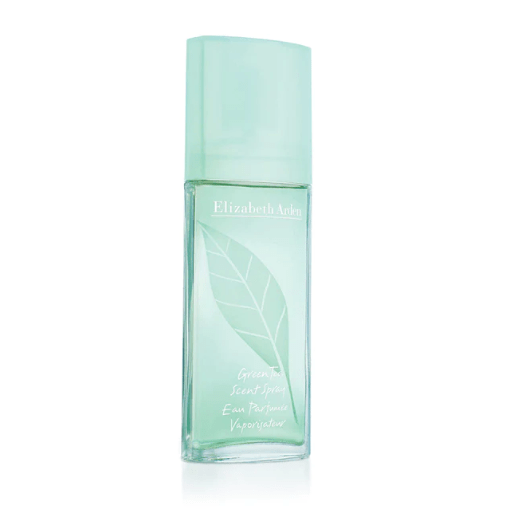Elizabeth Arden Green Tea Scent Spray in a mint bottle with a leaf on the label