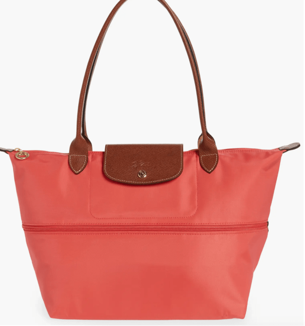 Le Pliage Expandable Tote in orange colorway