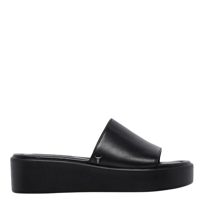 Windsor Smith Shook Black Leather Wedges